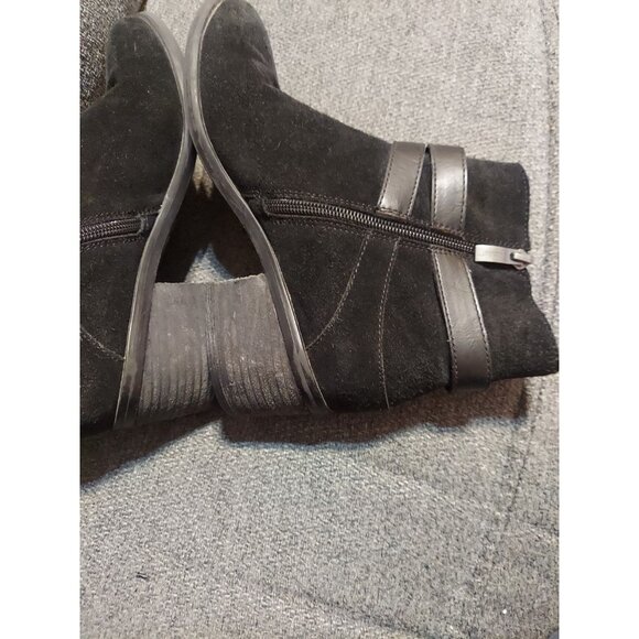 Bjorndal Karla Black Suede Leather Ankle Boots Anti-slip Zip Woman's Size 8.5 - Picture 8 of 11